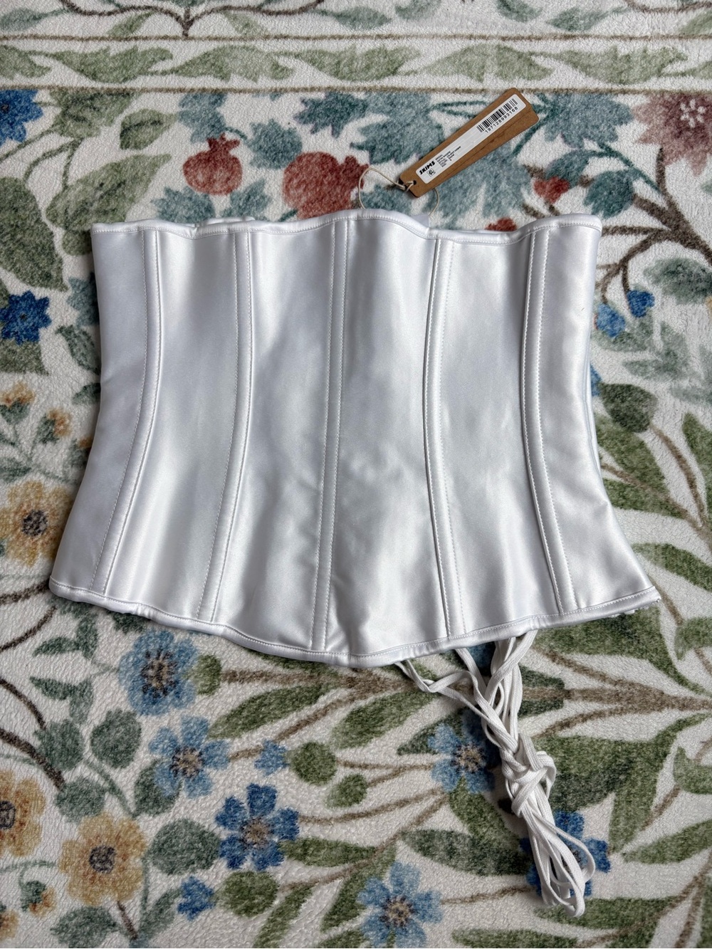NWT SKIMS White Satin Corse with Lace-Up Back